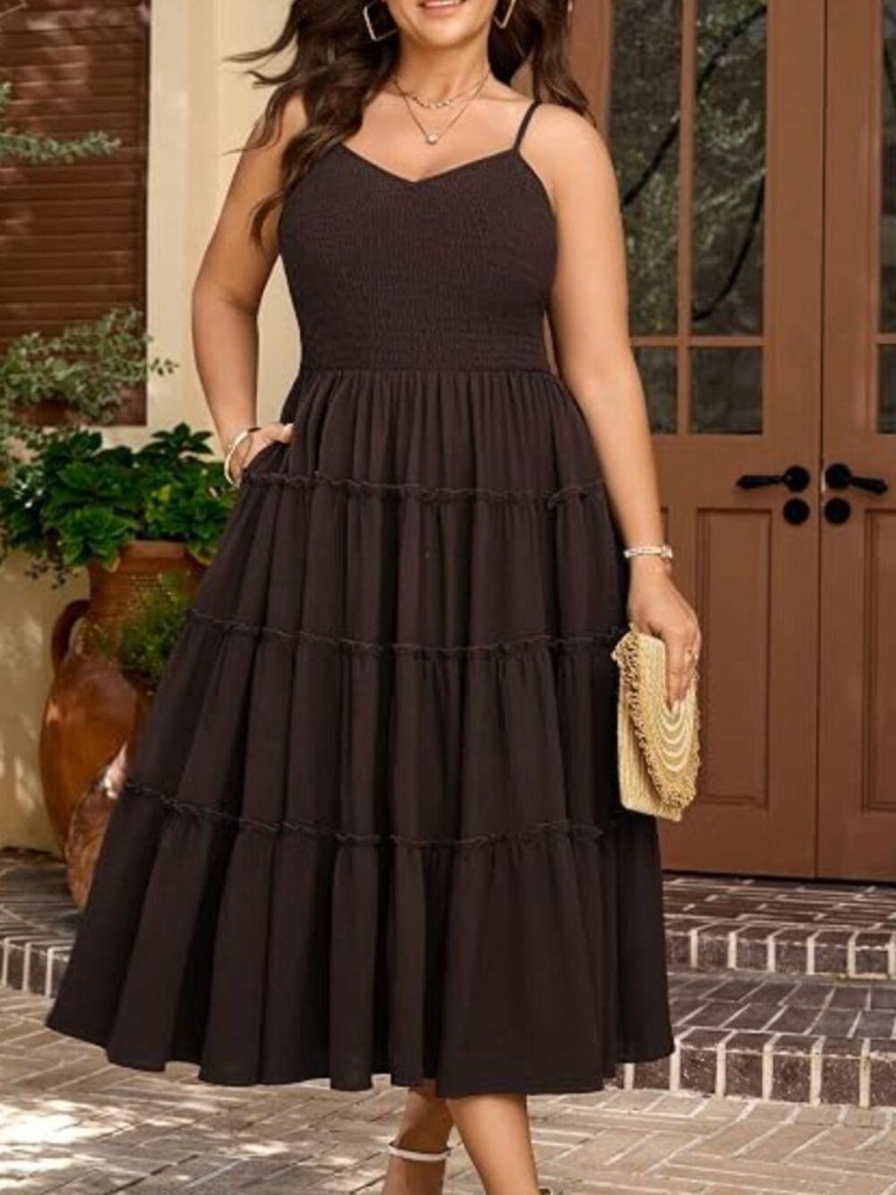 Plus Size Boho Maxi Dress | Smocked Tiered Spaghetti Strap Summer Sundress